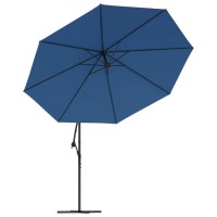 vidaXL Cantilever Umbrella with LED Lights Azure Blue 137.8