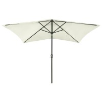 vidaXL Parasol with LEDs and Steel Pole Sand 6.6'x9.8'