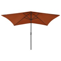 vidaXL Parasol with LEDs and Steel Pole Terracotta 6.6'x9.8'