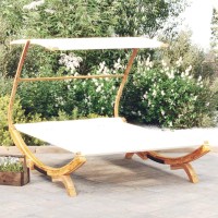Vidaxl Patio Lounge Bed With Canopy 65X79.9X54.3 Solid Bent Wood Cream