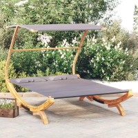 Vidaxl Patio Lounge Bed With Canopy 65X79.9X54.3 Solid Bent Wood Anthracite