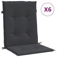 vidaXL Garden Lowback Chair Cushions 6 pcs Black 39.4