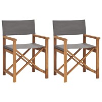 Vidaxl Director'S Chairs 2 Pcs Solid Teak Wood Gray