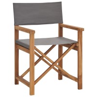 Vidaxl Director'S Chairs 2 Pcs Solid Teak Wood Gray
