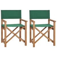 Vidaxl Director'S Chairs 2 Pcs Solid Teak Wood Green