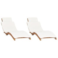 vidaXL Sun Loungers 2 pcs with Cushions Solid Wood Teak