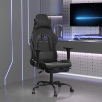 vidaXL Gaming Chair with Footrest Black Faux Leather