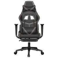 vidaXL Gaming Chair with Footrest Black and Gray Faux Leather