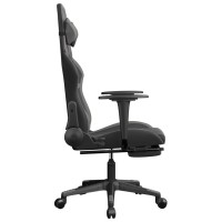 vidaXL Gaming Chair with Footrest Black and Gray Faux Leather