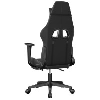 vidaXL Gaming Chair with Footrest Black and Gray Faux Leather