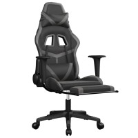 vidaXL Gaming Chair with Footrest Black and Gray Faux Leather