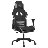 Vidaxl Gaming Chair With Footrest Black And Light Gray Fabric