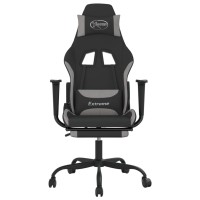 Vidaxl Gaming Chair With Footrest Black And Light Gray Fabric