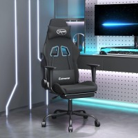 vidaXL Gaming Chair with Footrest Black Fabric