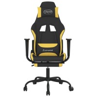 Vidaxl Gaming Chair With Footrest Black And Yellow Fabric