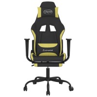 Vidaxl Gaming Chair With Footrest Black And Light Green Fabric