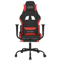 Vidaxl Gaming Chair With Footrest Black And Red Fabric