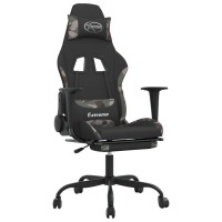 Vidaxl Gaming Chair With Footrest Black And Camouflage Fabric