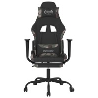 Vidaxl Gaming Chair With Footrest Black And Camouflage Fabric