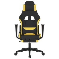 Vidaxl Gaming Chair With Footrest Black And Yellow Fabric