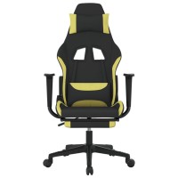 Vidaxl Gaming Chair With Footrest Black And Light Green Fabric