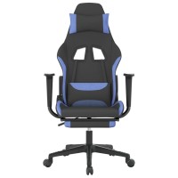 Vidaxl Gaming Chair With Footrest Black And Blue Fabric