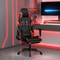 vidaXL Gaming Chair with Footrest Black and Red Faux Leather