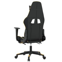 vidaXL Gaming Chair with Footrest Black and Gold Faux Leather