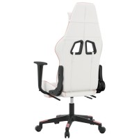 vidaXL Gaming Chair with Footrest White and Pink Faux Leather