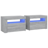 Vidaxl Bedside Cabinets 2 Pcs With Leds Gray Sonoma 23.6X13.8X15.7