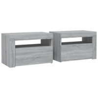 Vidaxl Bedside Cabinets 2 Pcs With Leds Gray Sonoma 23.6X13.8X15.7