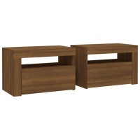 Vidaxl Bedside Cabinets 2 Pcs With Leds Brown Oak 23.6X13.8X15.7