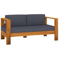 vidaXL 3 Piece Patio Lounge Set with Dark Gray Cushions Solid Wood