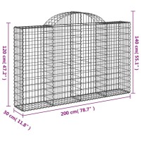 vidaXL Arched Gabion Baskets 12 pcs 78.7