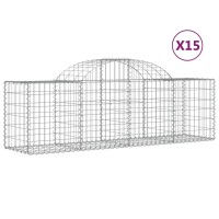 vidaXL Arched Gabion Baskets 15 pcs 78.7