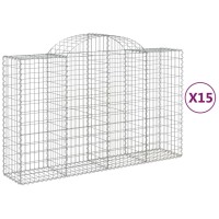 vidaXL Arched Gabion Baskets 15 pcs 78.7