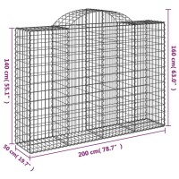 vidaXL Arched Gabion Baskets 3 pcs 78.7