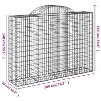 vidaXL Arched Gabion Baskets 7 pcs 78.7