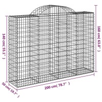 vidaXL Arched Gabion Baskets 15 pcs 78.7