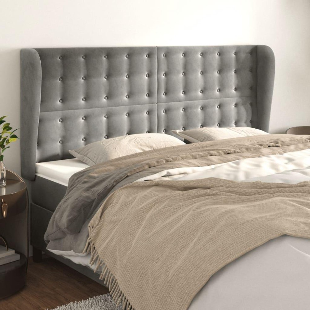 vidaXL Headboard with Ears Light Gray 64.2