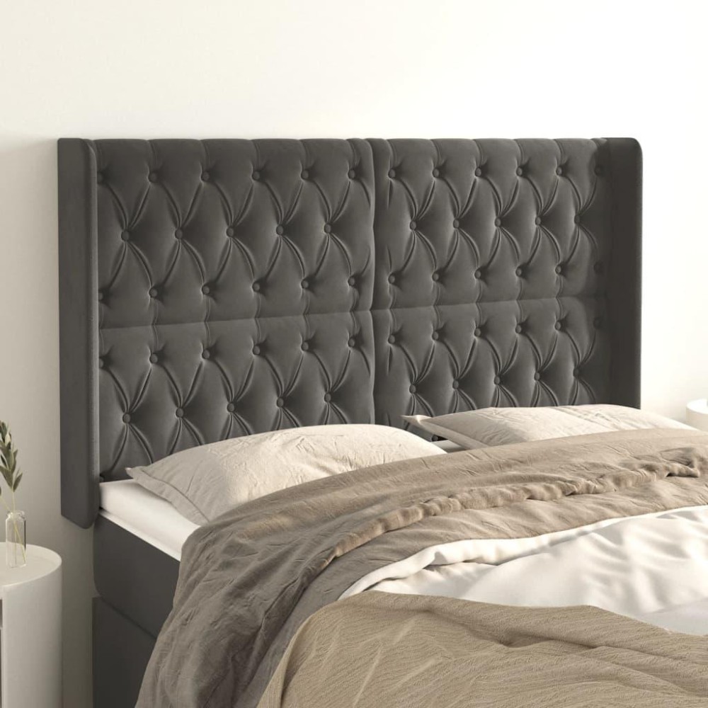 vidaXL Headboard with Ears Dark Gray 64.2