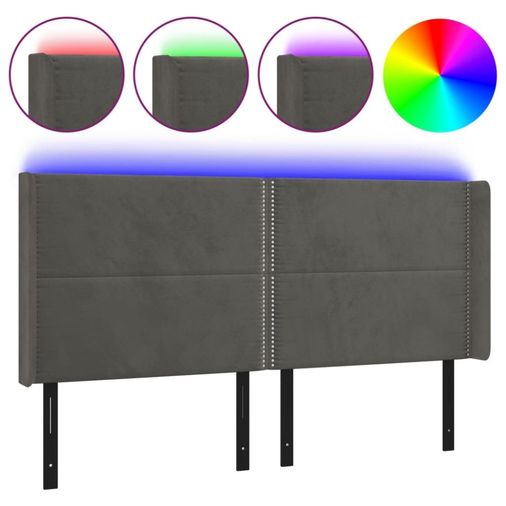 vidaXL LED Headboard Dark Gray 64.2