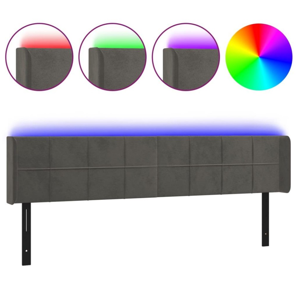 vidaXL LED Headboard Dark Gray 64.2