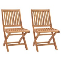 Vidaxl Folding Patio Chairs 2 Pcs Solid Teak Wood