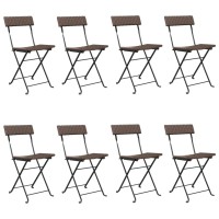 Vidaxl Folding Bistro Chairs 8 Pcs Brown Poly Rattan And Steel
