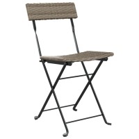 Vidaxl Folding Bistro Chairs 6 Pcs Gray Poly Rattan And Steel
