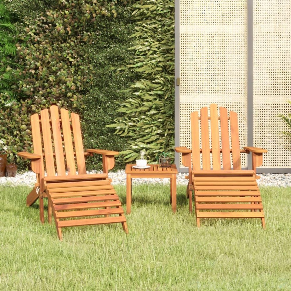 Vidaxl 3 Piece Adirondack Patio Lounge Set Solid Wood Acacia