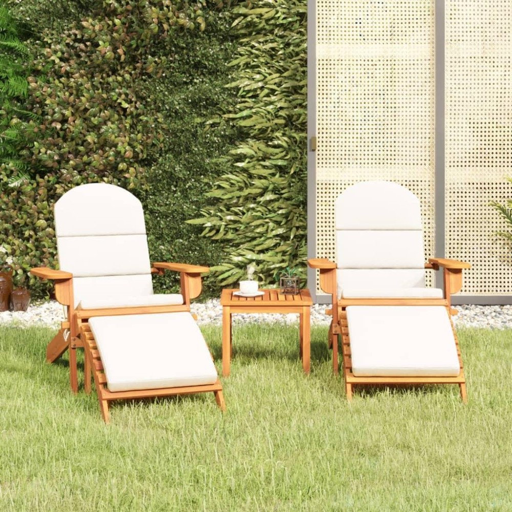 vidaXL 3 Piece Adirondack Patio Lounge Set Solid Wood Acacia