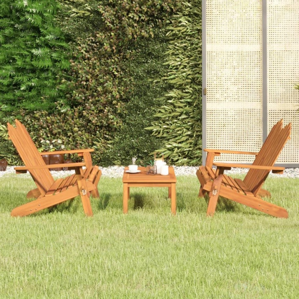 vidaXL 3 Piece Adirondack Patio Lounge Set Solid Wood Acacia