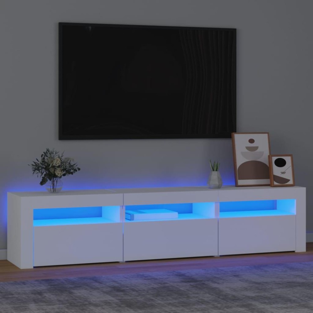 vidaXL TV Stand with LED Lights White 70.9